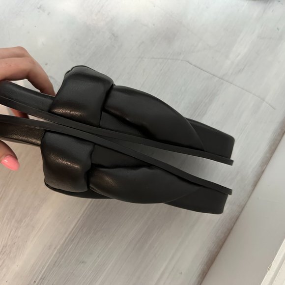 ❌SOLD❌Anine Bing Kiva Slide Sandals Sz 37 Black Leather Padded Crossover Straps - Picture 7 of 9